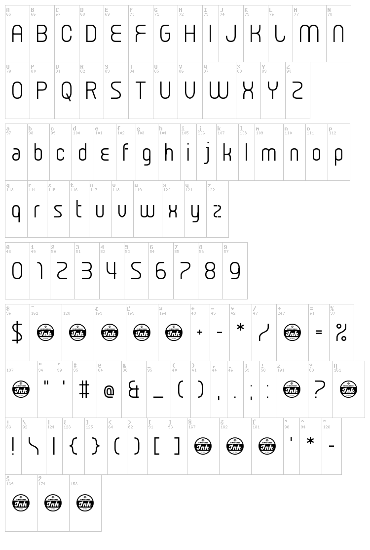 Sex Drugs And Fidget Spinners font map